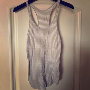 Lululemon workout tank, white/grey stripes, 2